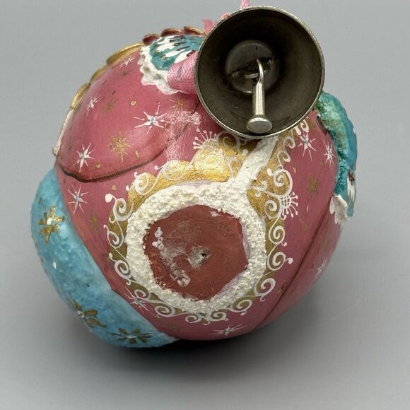 Russian Handpainted Carved Santa with Bell Tree Toy Bag Egg 3D Figurine Signed - Picture 9 of 9